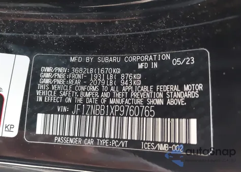 2023 Toyota Gr86 from USA, damaged, VIN JF1ZNBB1XP9760765